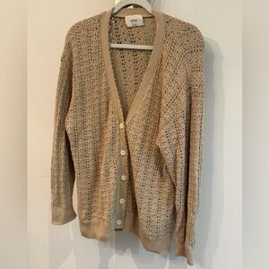 Aritzia Tan Open-Knit Cardigan